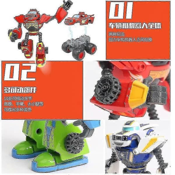 Deformerad Robotbil Leksak Actionfigur Modell Barnleksaker Julklappar - Blaze Monster Machines Anime 1
