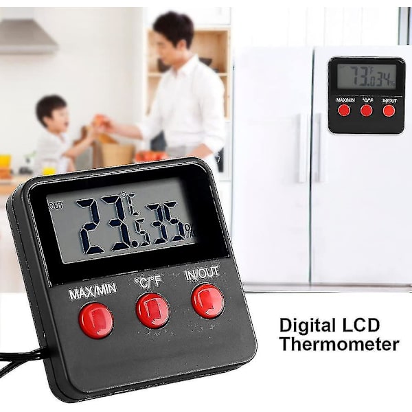 Lcd Digitalt Temperatur- og Fugtighedsmåler, Temperatur- og Fugtighedsovervågningsmåler