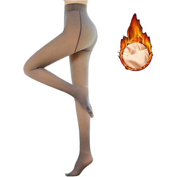 Dam Vinter Varma Fleecefodrade Mjuka Byxor Hög Midja Tights Brun Brun brown 320g