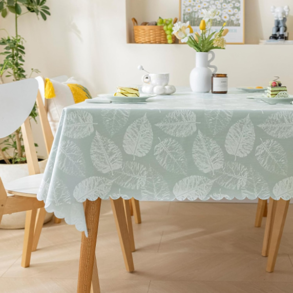 Polyester Wipe Clean Tablecloth, 120x160cm Rectangular Water Repellent Tablecloths, Waterproof Decorative Leaf Pattern Table Cover Protector