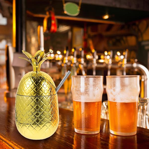 2 Sett Ananas Kopp Cocktail Kopp Sugerør Ananas Kopp Cocktail Kopp for Feriefest