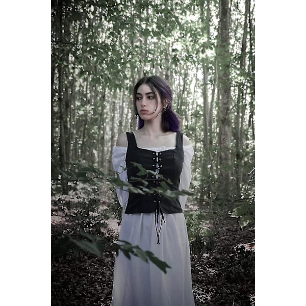 Naisten Merirosvo Renessanssiliivi Cosplay-asu Talonpoikais Korsetti Musta Black 3X-Large