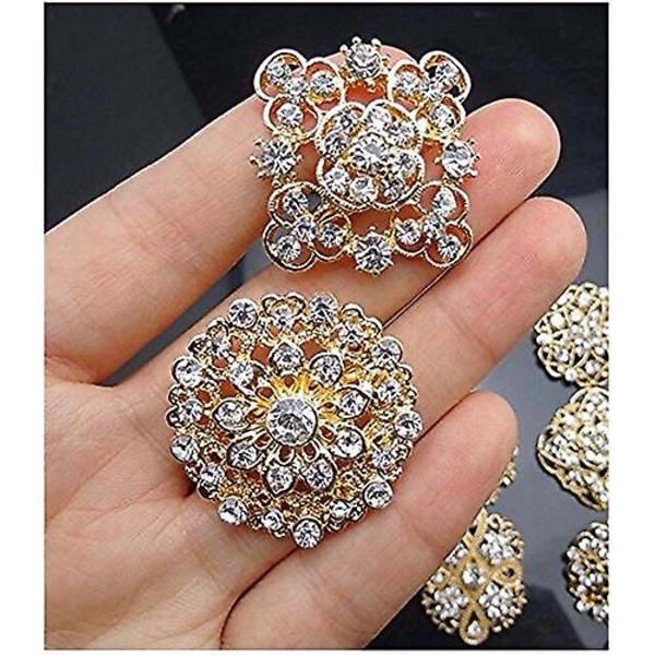 12 st blandade kristallbroscher blomma brosch krage corsage bukett dekor grossist parti diy brosch
