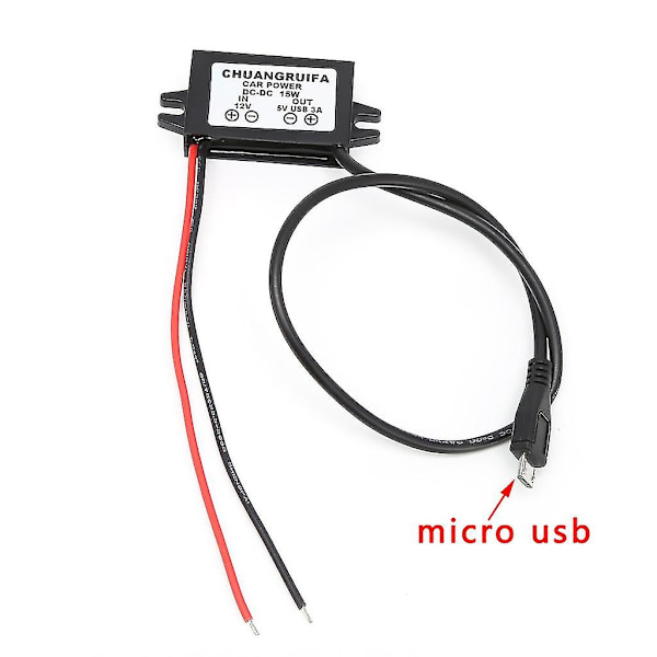 Auton laturi DC-muunninmoduuli 12V - 5V Micro USB -lähtövirtalähde 3A 15W