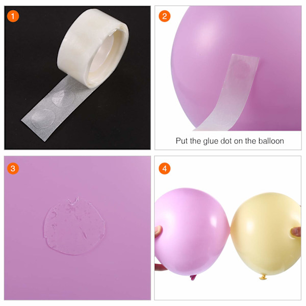 Tatuo Ballongbue Sett Ballong Girlander Dekorasjon Strip Sett 2 Ruller Ballong Tape Striper med 2 Ruller Ballong Lim Punkter Klistremerker