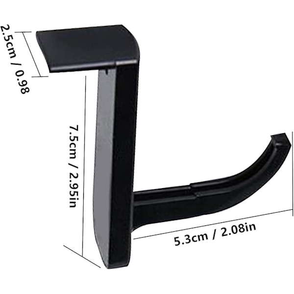 Hodetelefon Headset Henger Monitor Nd Holder Headset Stick-on Hook(4stk, Svart)