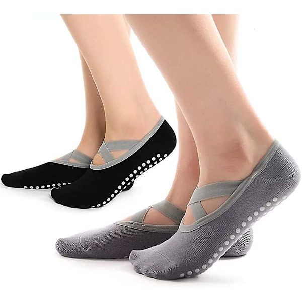 Yogasockor, 2 par Acsergery present yogapilatesockor för kvinnor med grepp &