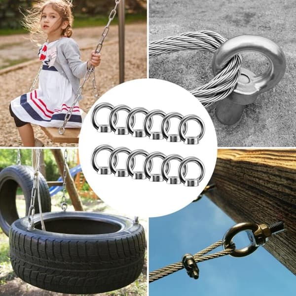 12 Stycken Ringmutter, 304 Rostfritt Stål Ringmuttrar, M8 Ögle mutter, Öglemuttrar, Lyftringar, Öglebult för Lyfttillbehör och Repmontering