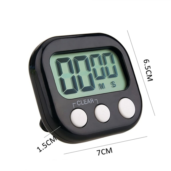 Liten digital timer for kjøkken, matlaging, baking, sport, kontormøte, multifunksjonell opptelling, nedtelling, magnetisk bakside