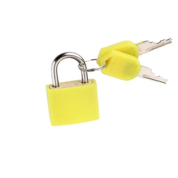 Small Mini Metal Coloured Padlocks Travel Luggage Bag Suitcase Padlock(2pcs, Yellow) -t