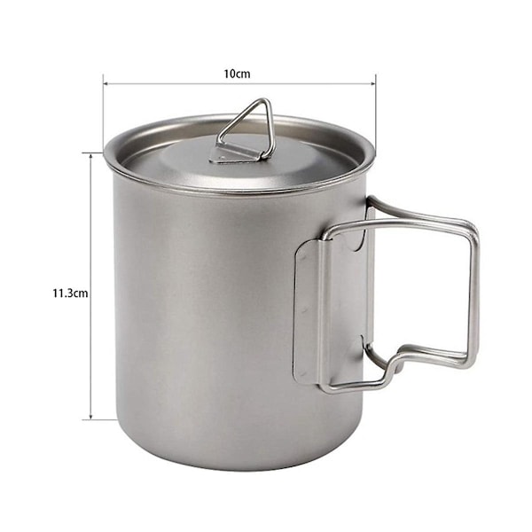 Ultralätt Titanmugg Utomhus Bärbar Mugg Camping Picknick Vattenmugg Fällbart Handtag 750ml Titan