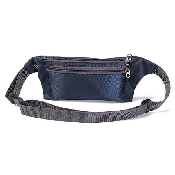 Löpväska för Kvinnor och Män Vattentät Multi-Fickor Midjeväska Casual Bum Bag Canvas Bältesväskor navy blue Canvas