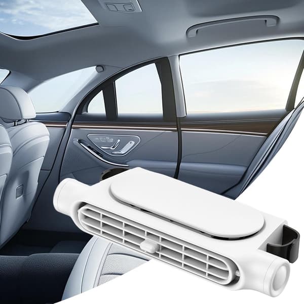 Bilnackstödsfläkt, USB Uppladdningsbart 3000mAh Batteri, Justerbart Luftflöde, Tyst ABS-ventilator För Baksätespassagerare, Vit