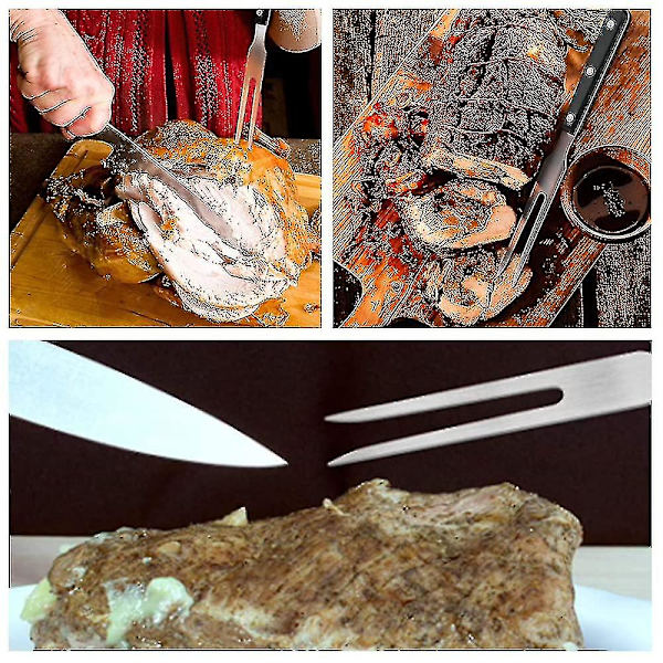 2 stk. serveringsgafler i rustfritt stål for kjøtt, grill, kalkun, stek, middagsselskap og festival