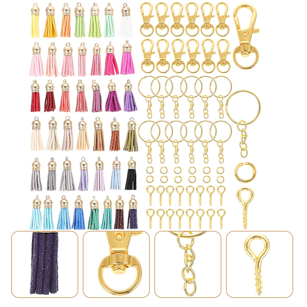 1 set DIY-nyckelringar tofsar hummerklor nyckelberlocker DIY tofs nyckelring material