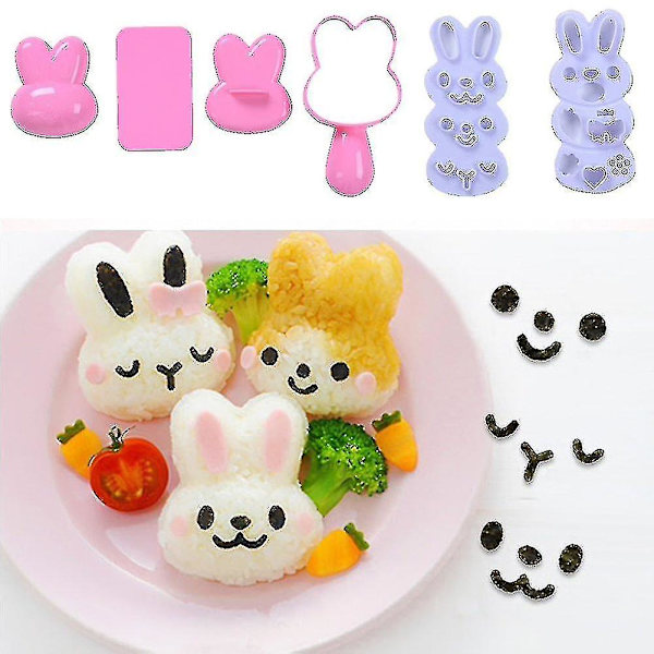 Liten risbollform set, söt tecknad mönster Diy Sushi Bento Nori risform (kanin-formad)