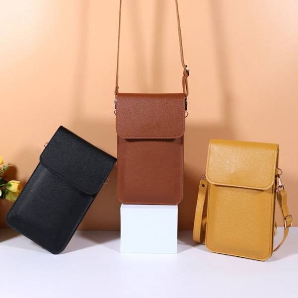 Naisten Mini Laukku Kosketusnäytöllinen Matkapuhelin Lompakko Olkalaukku yellow
