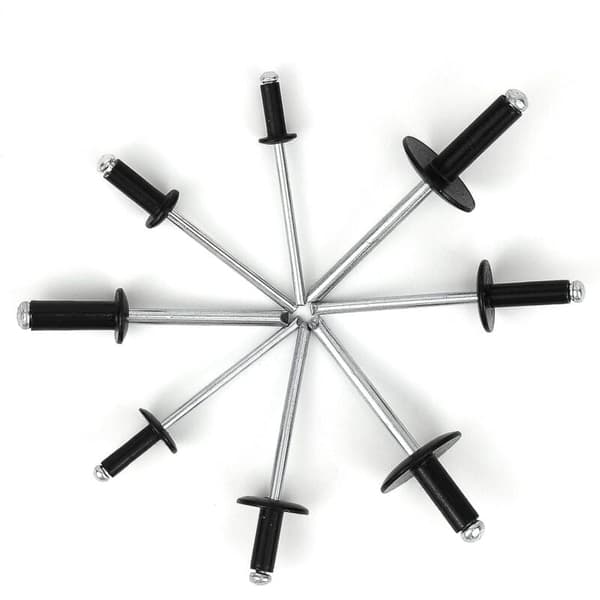 200-delt aluminium popnitte sortimentssæt - 8 størrelser (3,2 mm-4,8 mm) til metal, træ, plastik - sort