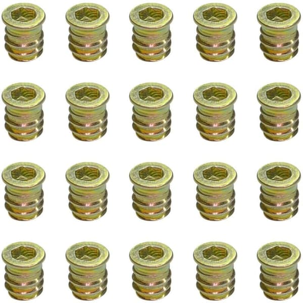 20-pack gängade muttrar för trämöbler M6 x 13 mm