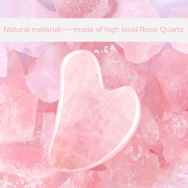 Gua Sha ansiktsverktøy, rose kvarts Gua Sha verktøy for ansikt og øye Gua Sha stein for å redusere hevelse og kjevelinjeskulptur ansiktsstein