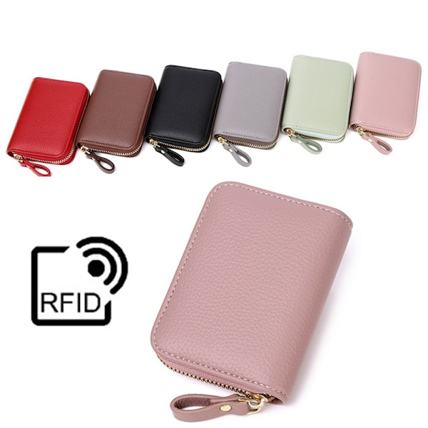 RFID Anti-tyveri Dame Kortholder Etui Multifunktionel Lynlås Lille Pung coffee
