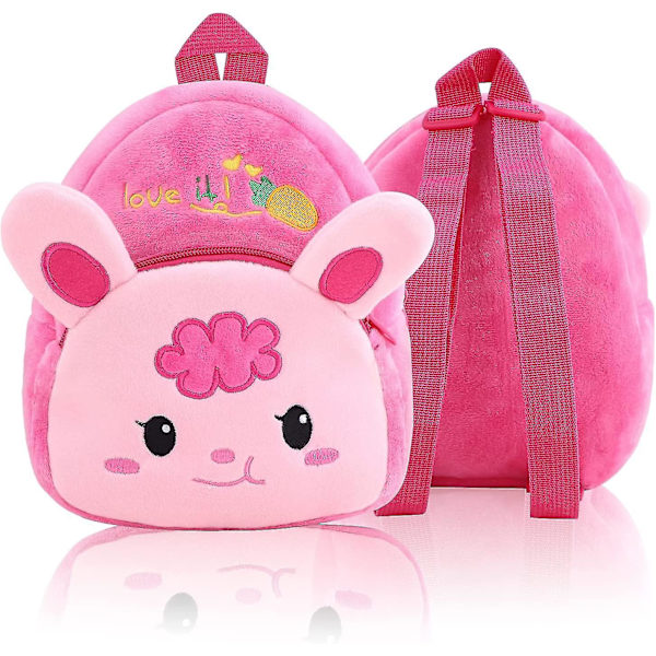 Sööt Cartoon-vauvan reppu, mini vaaleanpunainen 3D mukava pehmeä plushikani koululaukku 23x20cm