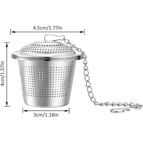 Pieces Te-infuser til løs te Rustfrit stål Te-filter med kæde Te-infuser Te-kugle til tekande & krydderier