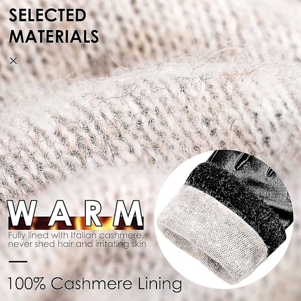 Vinterhandsker i fåreskind til mænd, varme touchscreen-teksthandsker med cashmere