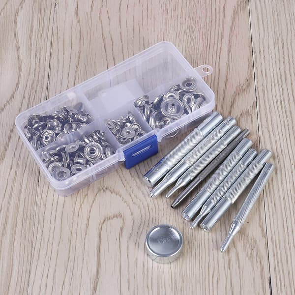 40 set tryckknappar tryckknappar tryckknappar med 9 st fixverktyg (silvrig vit)