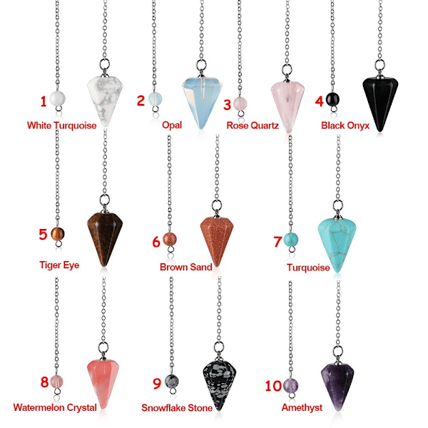 Luonnon parantava jalokiviriipus koru Reiki pyramidi kuusikulmainen heiluri ketjuriipus amuletti 7-Turquoise