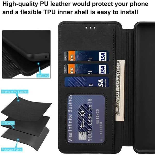 Etui til Huawei P30 Pro (6.47\") i praktisk pungform med magnetisk flap Sort Sort