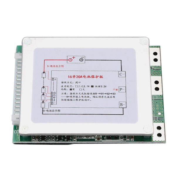 16s 48v 20a 18650 Lifepo4 Batteribeskyttelseskort Bms Pcb Med Balanse For E-sykkel Escooter