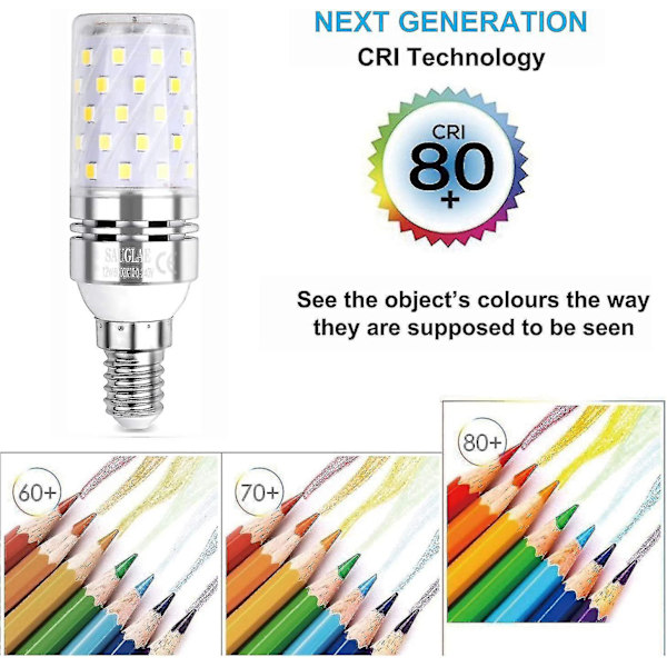 Led Majslampa 12w, 100w Ekvivalent Glödlampor, E14, 6000k Kallt Vitt, 1200lm, 4-Pack