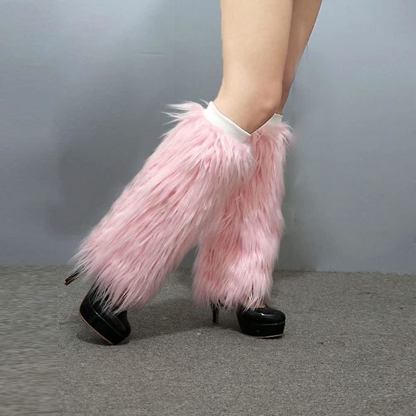 Dame Faux Fur Leg Warmer - Vinter Fluffy Boots Toppers 40cm