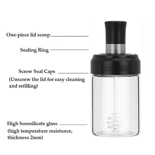 Såsskruka Transparent Glas Kombinationssked Med Lock Canisters