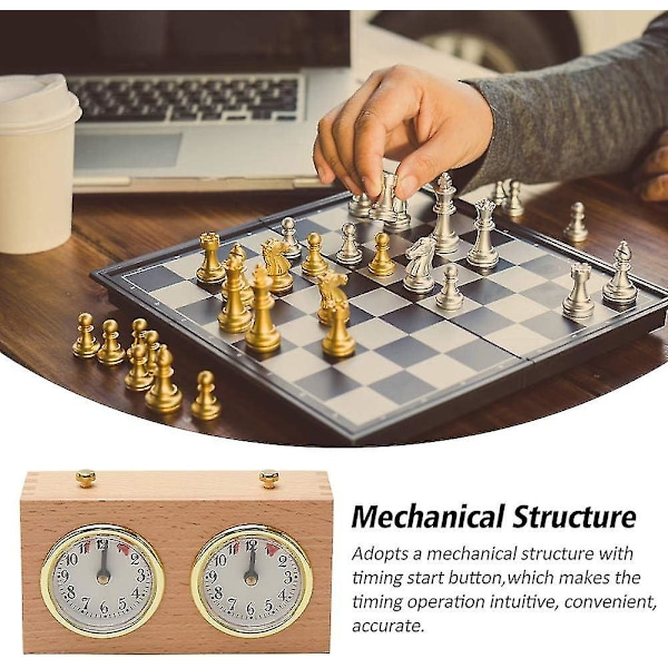 Schackklocka Timer, Trä Analog Brädspel Tävling Schackklocka Timing Verktyg Hög Precision Mekanisk Schackklocka För Olika Schackspel