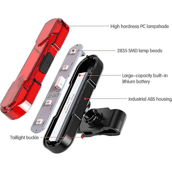 Led Rød Sykkel Baklys Usb Kan Lades