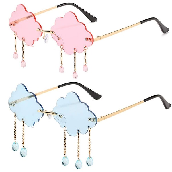 Rimless søde solbriller til kvinder Trendy Vintage Creative 90'er solbriller sjove skyformede disco