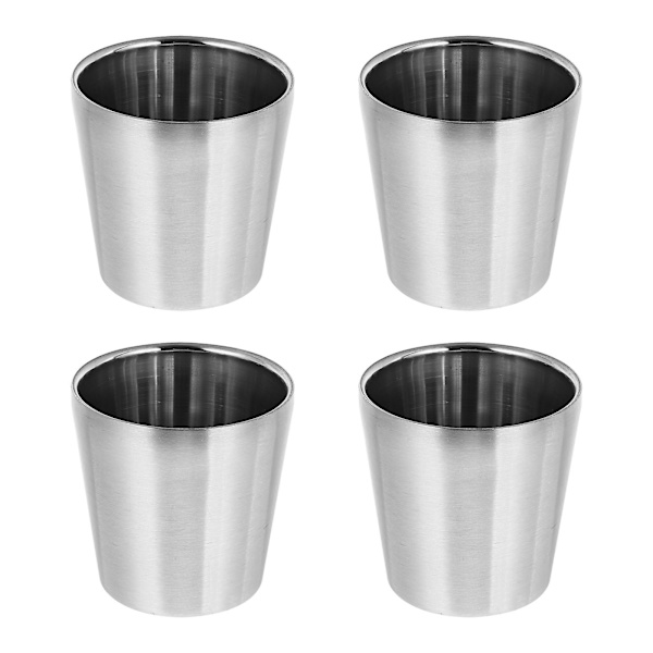 4 st rostfria vattenmuggar rostfria 180 ml multifunktionskaffemuggar (silver)