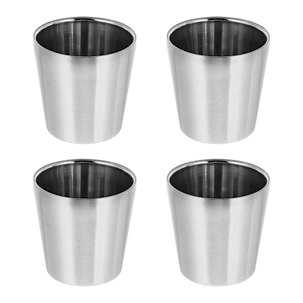 4 stk. rustfrit 180 ml multifunktions kaffekopper i rustfrit stål (sølv)