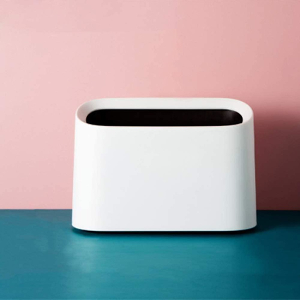 Bordavfallsbeholder, liten plastdesign kjøkkenbord resirkuleringsavfallsbeholder, blyantkopp sminke
