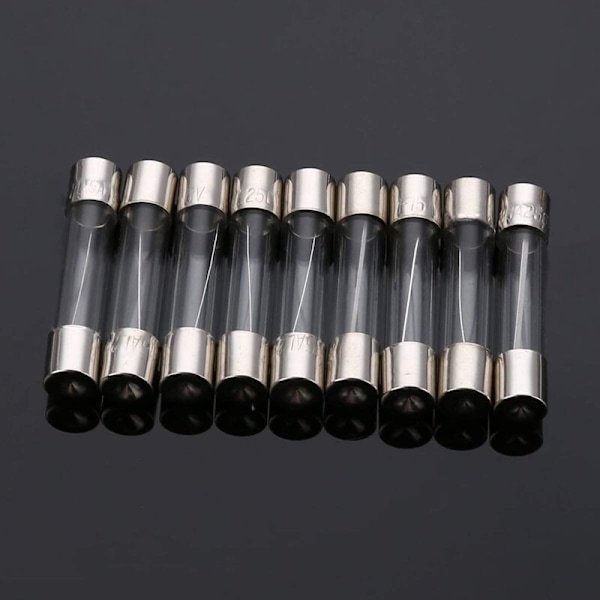 72 stk. 250V 0,5A-30A Assorteret Glassikringsrør 6X30Mm Elektrisk Sikringssæt