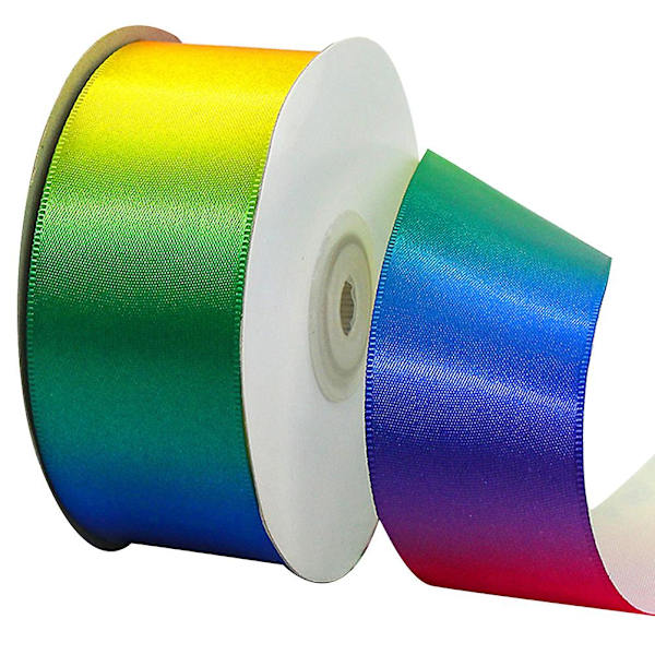 1 rulle regnbågsband Hög densitet Gradient Polyesterband Färgglad presentförpackningsremsa DIY Bakningsförpackningsband för hem Butik (22M Lång 4CM Bredd