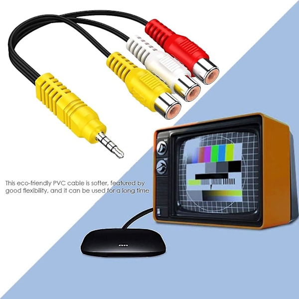 3,5 mm til 3 Rca-kabel Videokomponent Av-adapterkabel til komposit Letv Box 2-pak -t