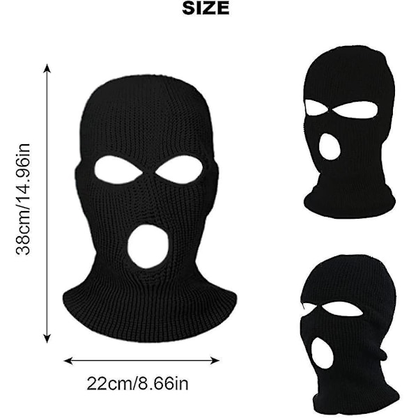 3 kappaletta 3 reikää neulottu balaclava balaclava tuulenpitävä ja lämmin koko kasvot urheilu