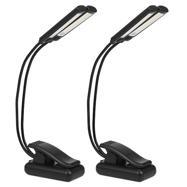 2x Musikstand Lys Klemme På Led Lampe - Ingen Flimmer, Fuldt Justerbar, 6 Niveauer Af Lysstyrke