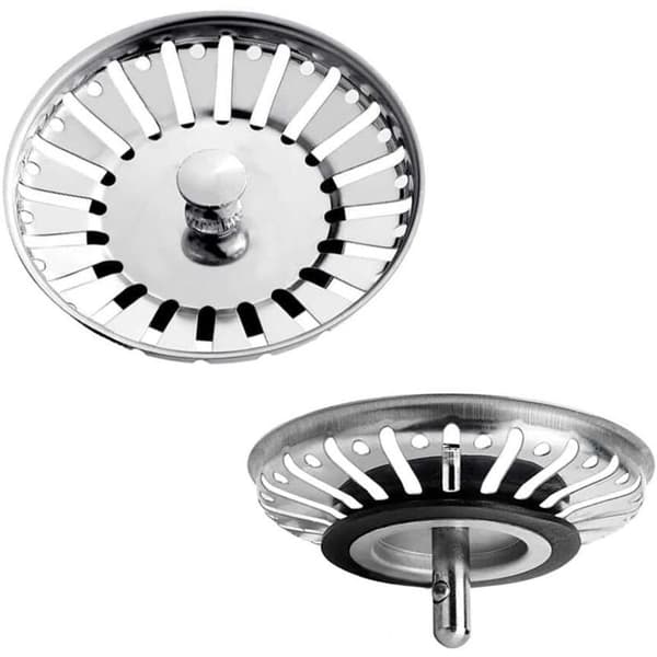 Kjøkkenvask Silkurv 80mm - Universal Sil i Rustfritt Stål, Pop-Up Kurvplugg, 32mm Pinner