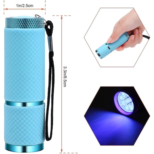 Led ficklampa, liten glödlampa med 9 LED-lampor, bärbar