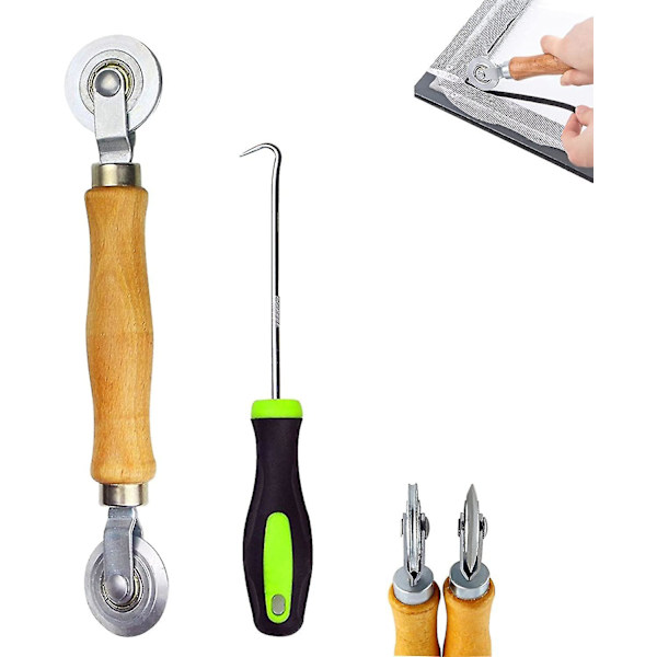Putkityökalu puukahvalla ja teräsrenkaalla Työkalu Retractable Roller Sieve Window Spline Roller