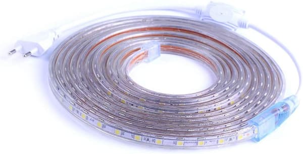 LED-stripe, LED-stripe, lyssterk LED-stripe 220v, 5050 IP65 vanntett LED-stripe, kaldhvit (2m)